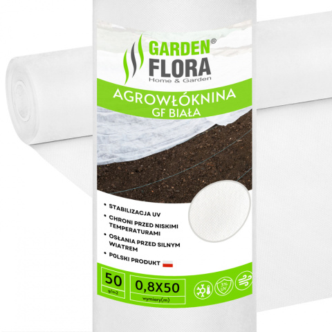 Agrowłóknina Biała 50g/m2 UV 0,8m x 50mb GF Agro