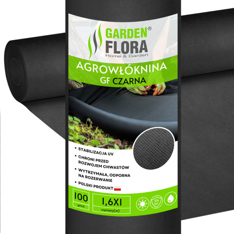 Agrowłóknina Czarna 100g/m2 UV 1,6m x 1mb GF Agro