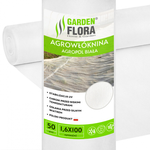 Agrowłóknina Biała 50g/m2 UV 1,6m x 100mb AgroPol