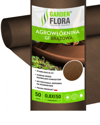 Agrowłóknina Brązowa 50g/m2 UV 0,8m x 150mb GF Agro