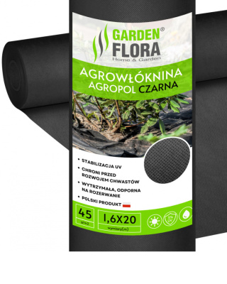 Agrowłóknina Czarna 45g/m2 UV 1,6m x 20mb AgroPol