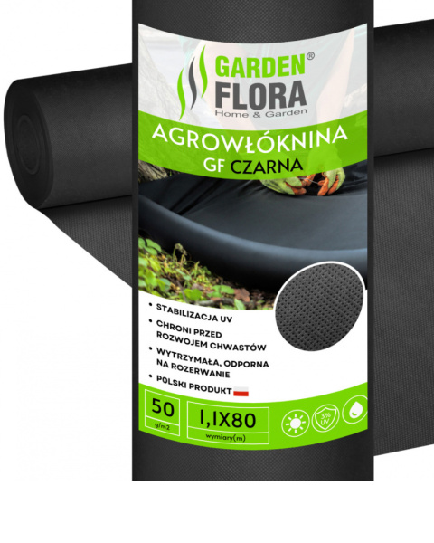 Agrowłóknina Czarna 50g/m2 UV 1,1m x 80mb GF Agro Agrowłóknina Czarna 50g/m2 UV 1,1m x 80mb GF Agro