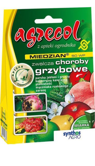 Miedzian 50 WP 100g Fungicyd Środek Grzybobójczy Do Zwalczania Chorób Grzybowych w Uprawach Roślin Agrecol