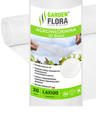 Agrowłóknina Biała 20g/m2 UV 1,6m x 100mb GF Agro