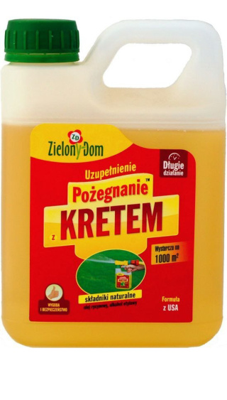 Płyn Odstraszający Krety Zapas 950ml Pożegnanie z Kretem Zielony Dom