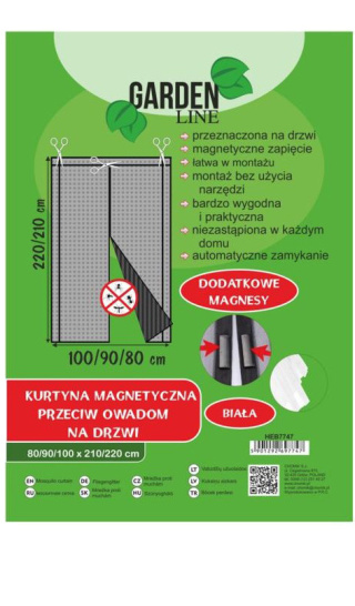 Moskitiera Siatka Przeciw Owadom Do Drzwi 100cm x 200cm Biała Garden Line