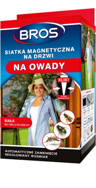 Moskitiera Siatka Przeciw Owadom Do Drzwi 100cm x 220cm Biała BROS