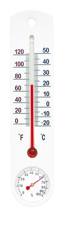 Termometr Wewnętrzny i Zewnętrzny Ścienny Plastikowy Biały z Higrometrem 25cm x 5,5cm 025300 Bioterm