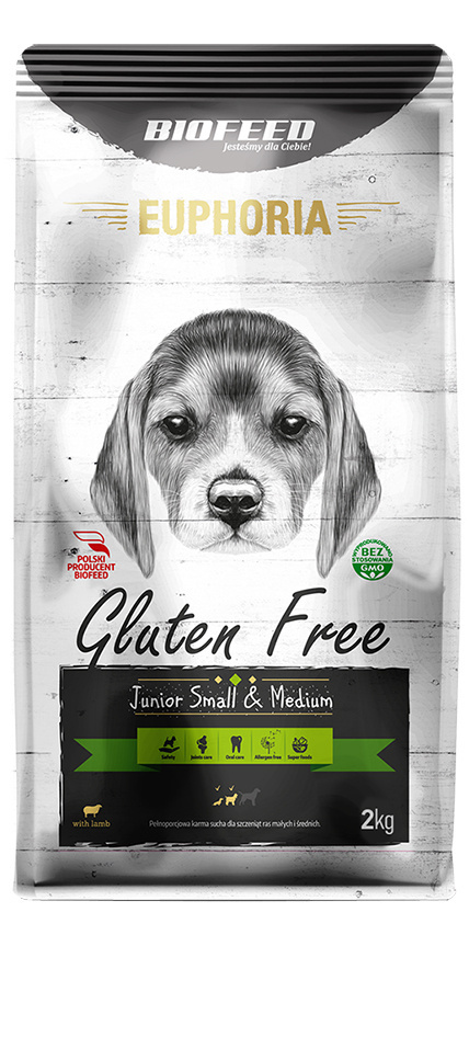 Karma Sucha Dla Psa Bezglutenowa z Jagnęciną Euphoria Gluten Free Junior Small & Medium 2kg Biofeed