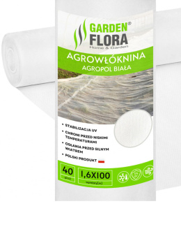 Agrowłóknina Biała 40g/m2 UV 1,6m x 100mb AgroPol