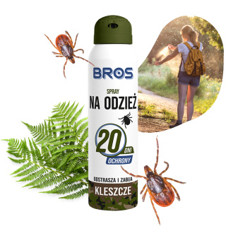 Spray Na Kleszcze Na Odzież 90ml Środek Owadobójczy Odstraszający i Zabijający Kleszcze Bros