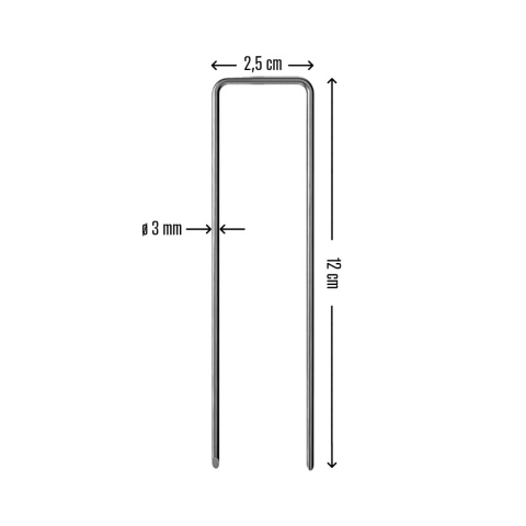 Szpilki Do Mocowania Agrowłókniny Metalowe U 12cm x 2,5cm ⌀3mm 20 Sztuk Lustan